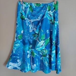Lauren Ralph Lauren Floral Ruffle Silk Skirt Size XS